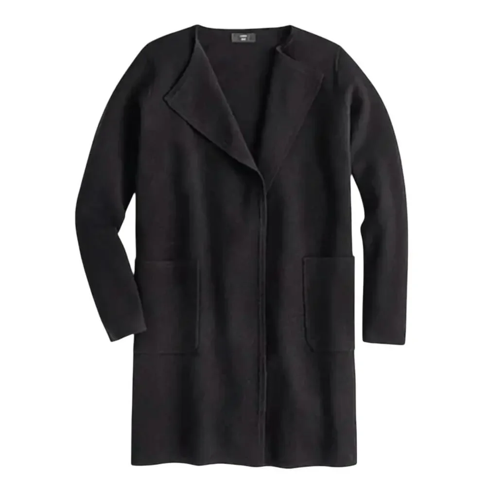 J.CREW 365 Juliette Collarless Sweater Blazer In Black Size S Merino Wool Blend